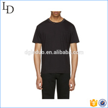 Mens moda de alta qualidade o pescoço preto 100% algodão manga curta t-shirt